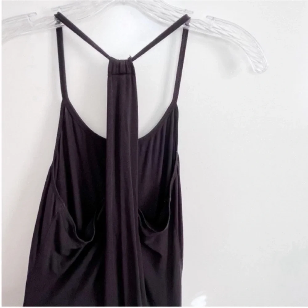 Fabletics Neema maxi dress black jersey T back draped - Picture 8 of 8